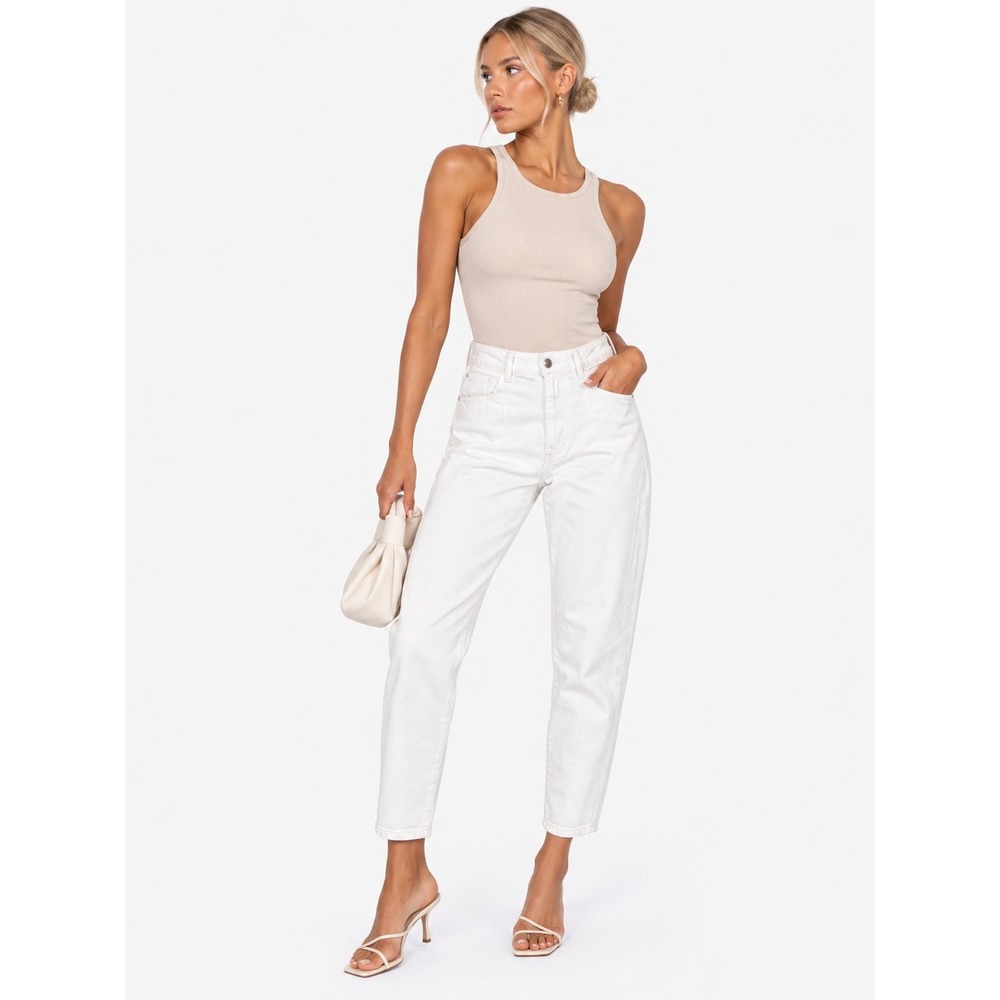 AYR The Beat High Rise Tapered Wide Leg Jeans White Denim 29 Made in USA